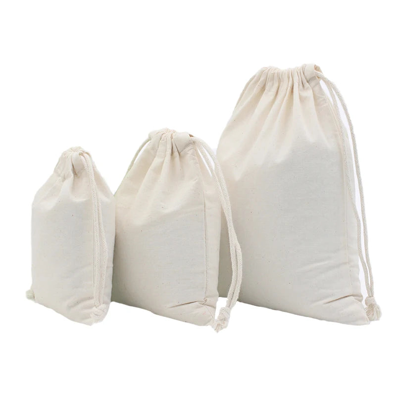 Cotton Storage Drawstring Bag