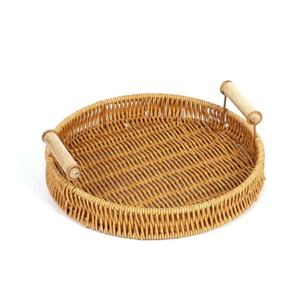 Food Plate Handwoven Plastic Rattan Storage Tray