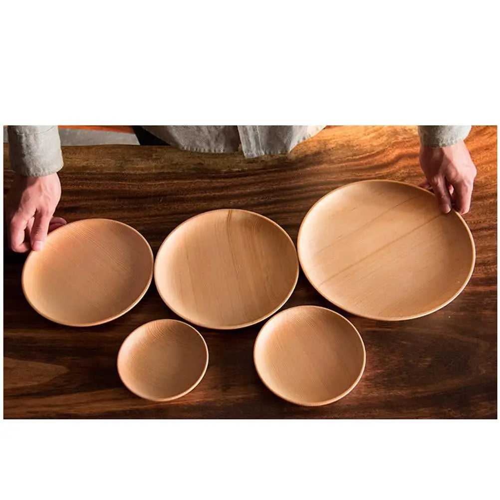 Dessert Plates Wooden Dinnerware Round Serving Platter