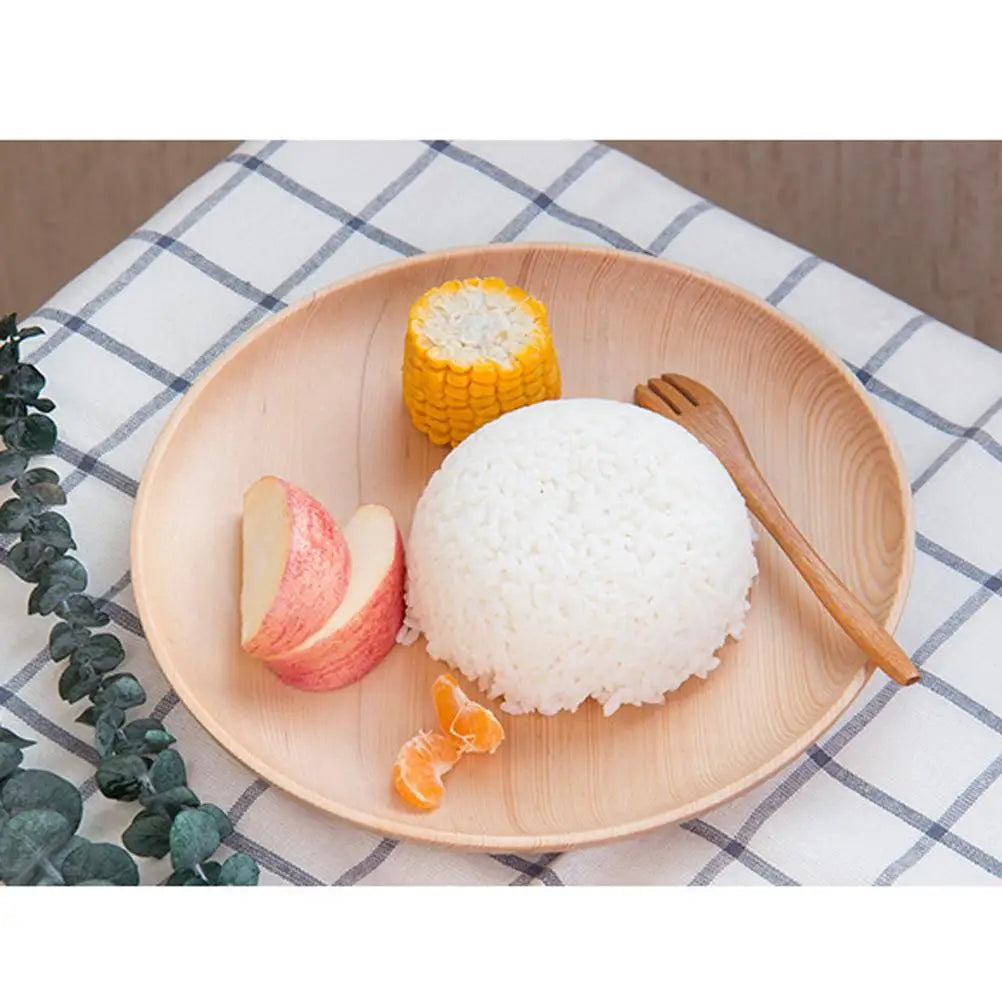 Dessert Plates Wooden Dinnerware Round Serving Platter