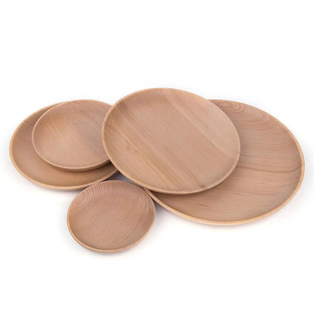 Dessert Plates Wooden Dinnerware Round Serving Platter